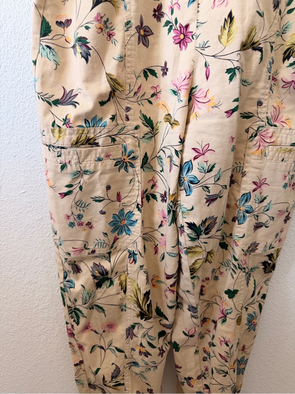 Anthropologie Cream Floral Ruffle-Sleeve Belted Jumpsuit - Picture 8 of 10